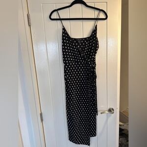 Black Polka Dot Wrap Dress